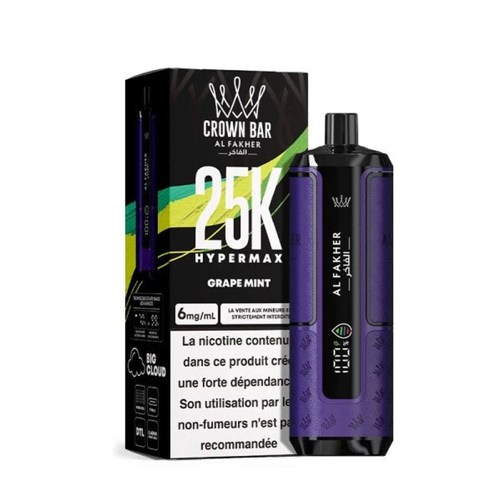 Puff Crown Bar 25K Hyper Max — Grape Mint