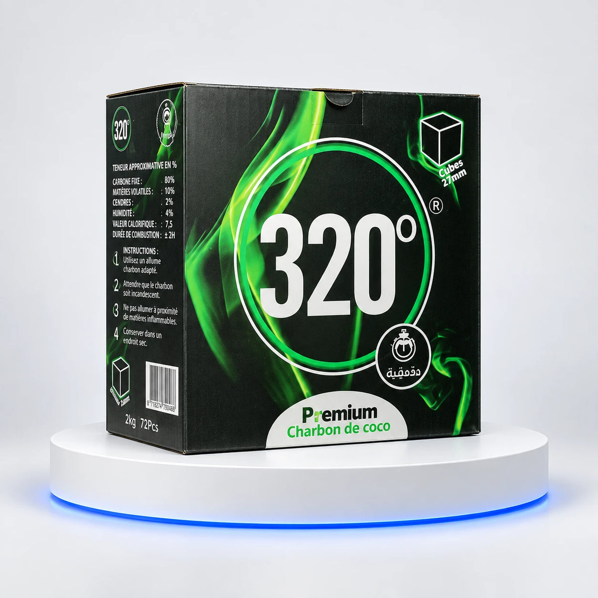 Charbons 320° CUBES 27 mm — 2 kg — photo studio