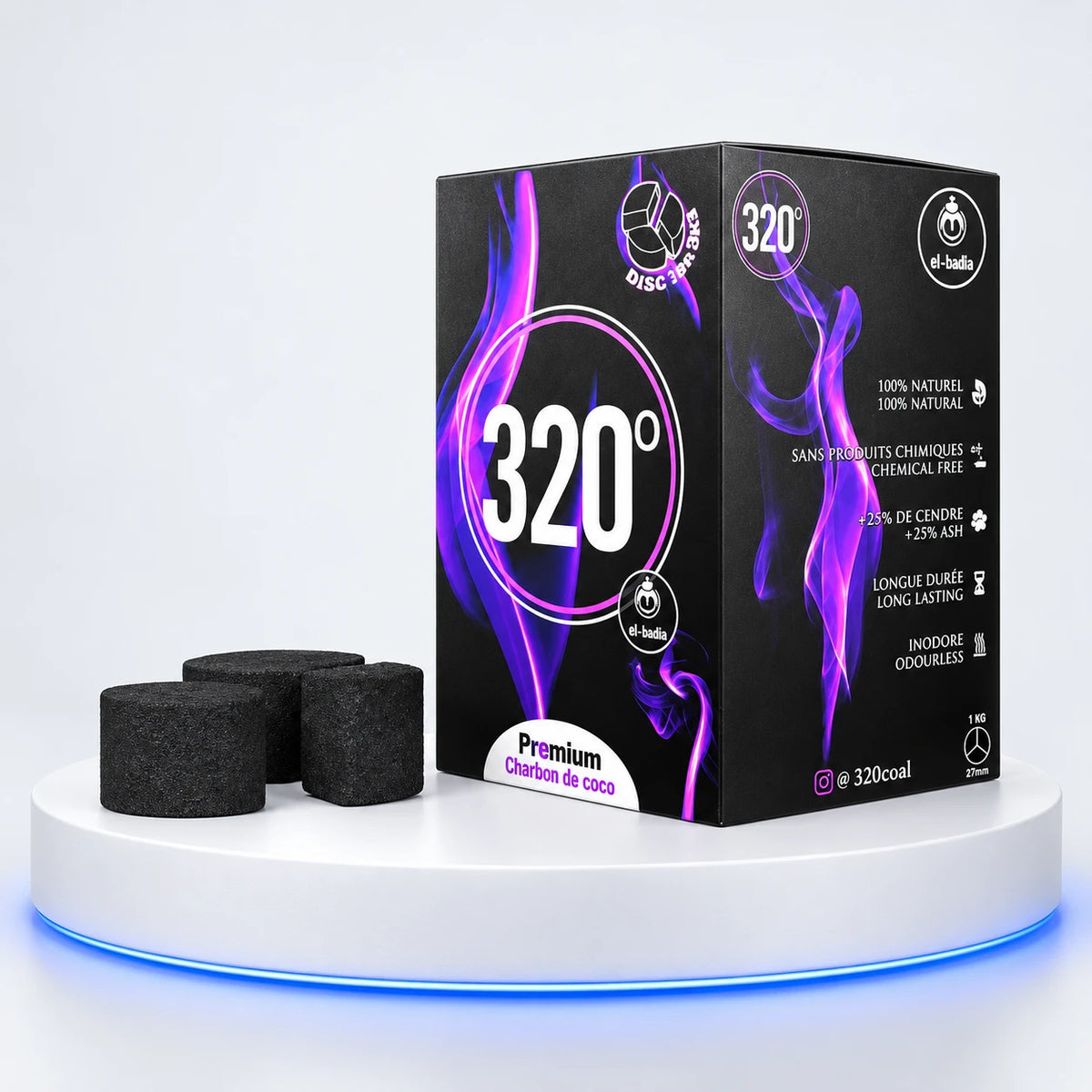 Charbons 320° DISC 3B XL — 1 kg — photo studio