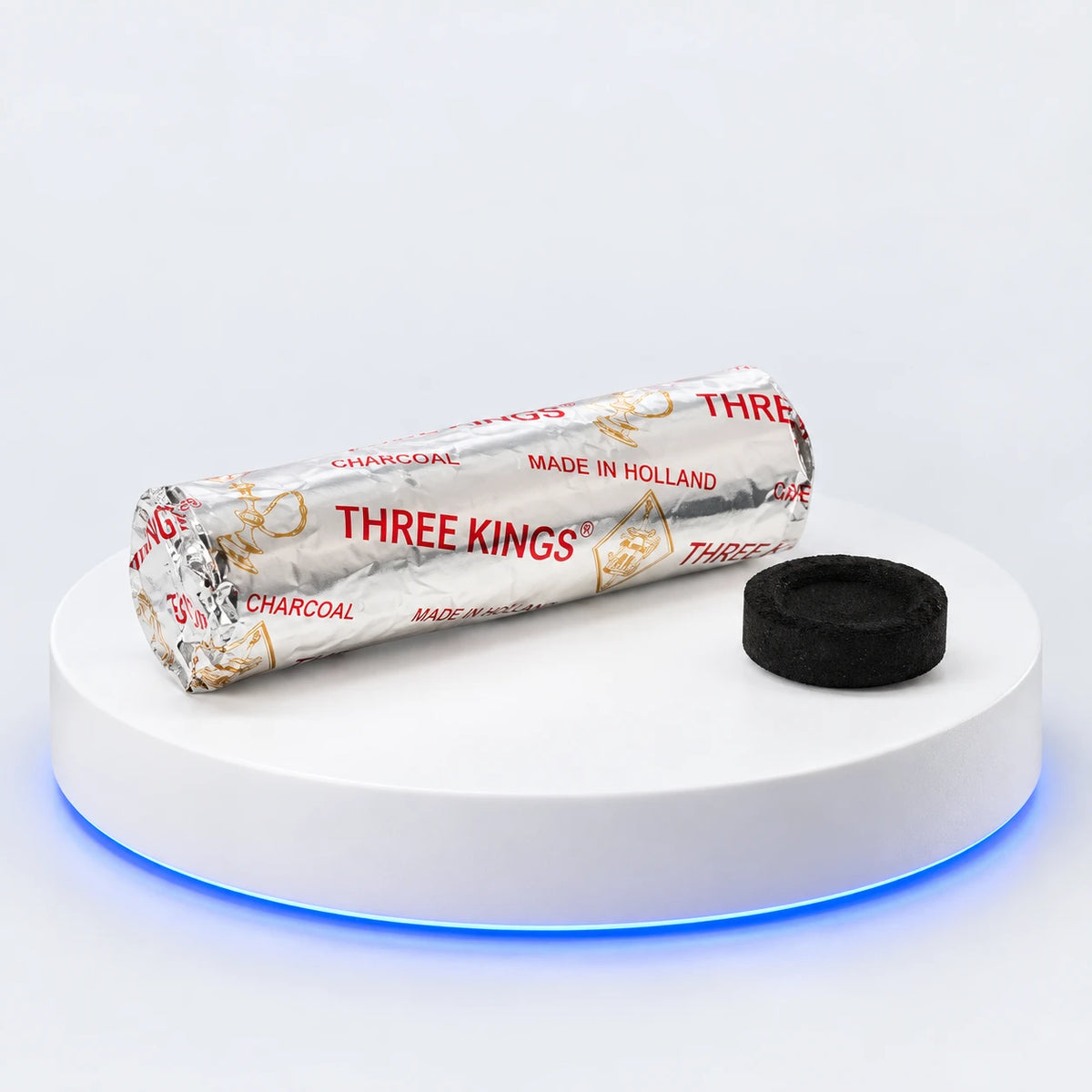 Charbons THREE KINGS 33 mm — rouleau de 10 — photo studio